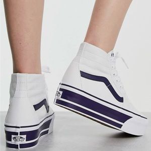 Vans Sk8-hi tapered stacktorm sneakers in white with navy stripes